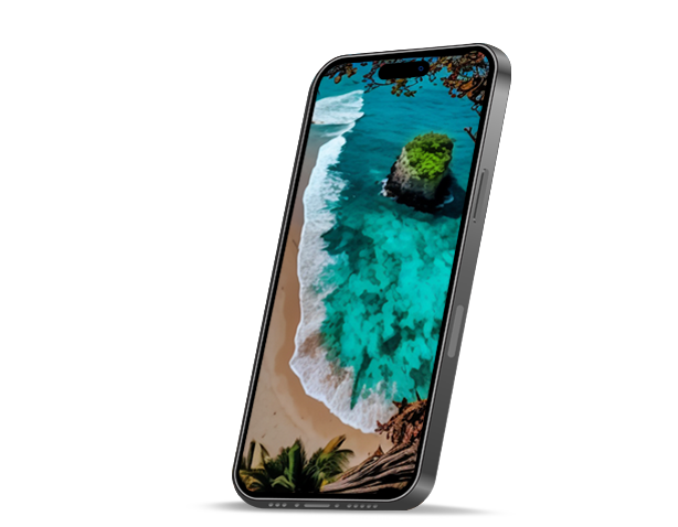iphone with a sea background 